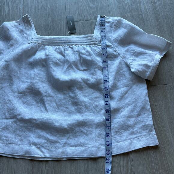 J Crew Sailor Squareneck Top In Linen Womens Large White - Picture 5 of 9